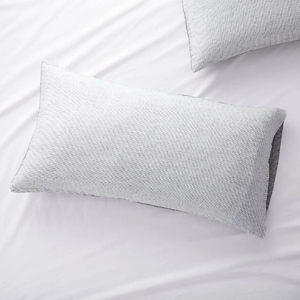 New! Crate&Barrel Aire Natural Hemp Ink Black Grid King Bed Pillowcase